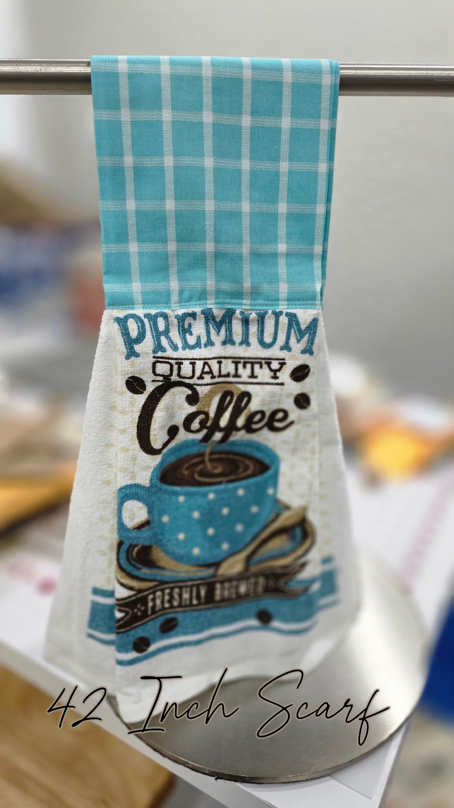 Tea towel with coffee design 